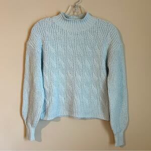 J. Crew Icy Light Blue Mock Turtleneck Cable Knit Soft Stretchy Sweater Size XS